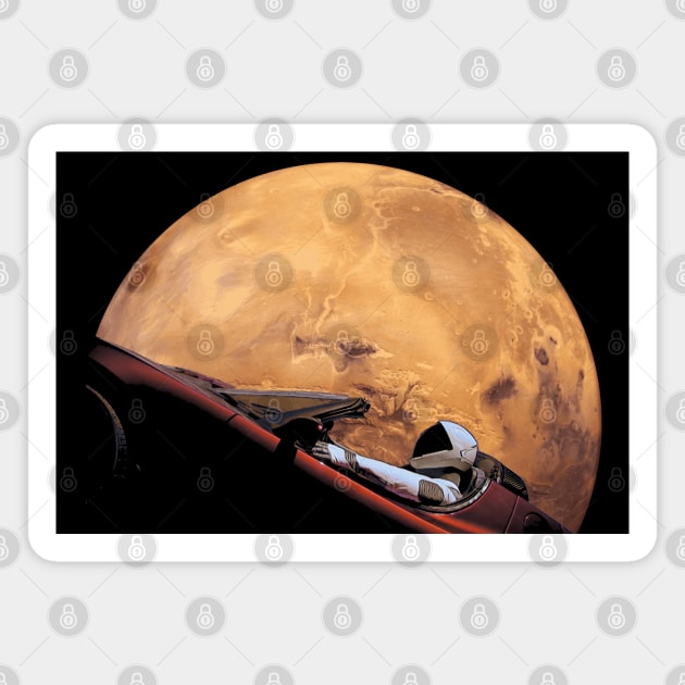 Starman In Orbit Around Mars Magnet by Nerd_art